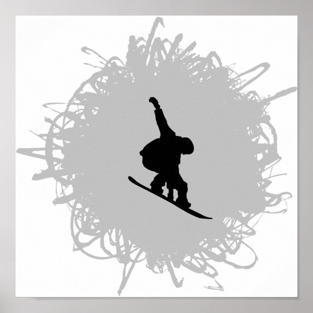 Poster Estilo Scribble Snowboard (Frente)