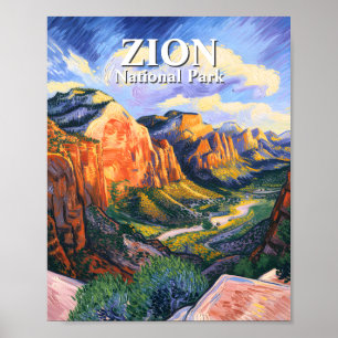 Poster Estilo Van Gogh Zion Parque Nacional Angels Landin
