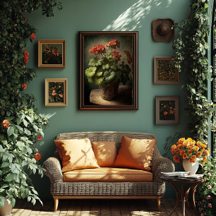 Poster Estilo Vintage Arte Geranium - Baixável