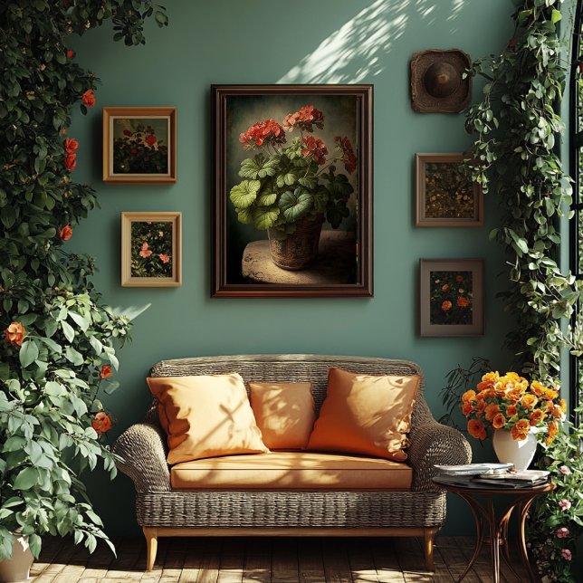 Poster Estilo Vintage Arte Geranium - Baixável (Criador carregado)