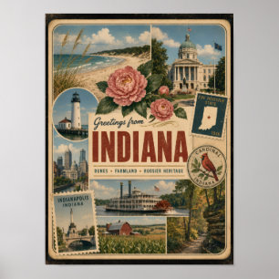 Poster Estilo Vintage Autêntico de Indiana
