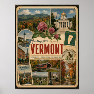 Poster Estilo Vintage Autêntico de Vermont