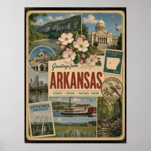 Poster Estilo Vintage Autêntico do Arkansas
