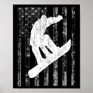Poster Estilo Vintage Bandeira Americana T Shirt Snowboar