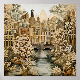 Poster Estilo Vintage de Amsterdã Holanda