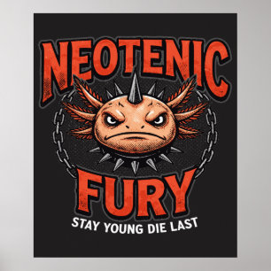 Poster Estilo vintage dos anos 90 Axolote Skate Rad neon