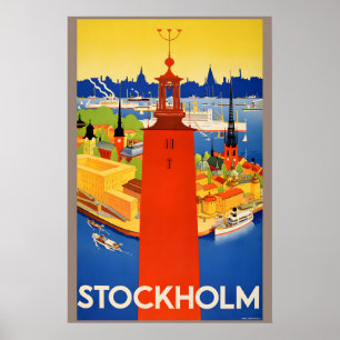 Poster Estilo Vintage Sueco Clássico de Estocolmo 1936