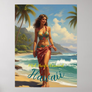 Poster Estilo Vintage Viagem Honolulu Médio Havaiano - Pa