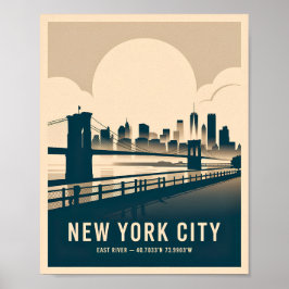 Poster Estilo WPA do Nova Iorque da Vintage East River