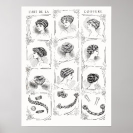 Poster Estilos de cabelo femininos franceses Vintage