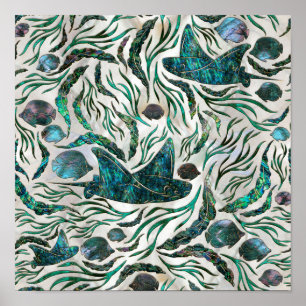 Poster Estilos de peixes de raia e de gato Abalone