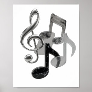 Poster Estiloso Slogan de Música em Movimento Prata