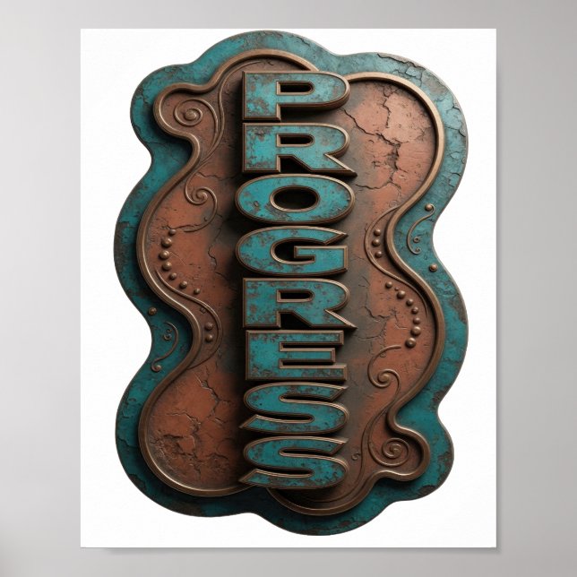 Poster Estiloso Teal PROGRESS Design Moderno (Frente)