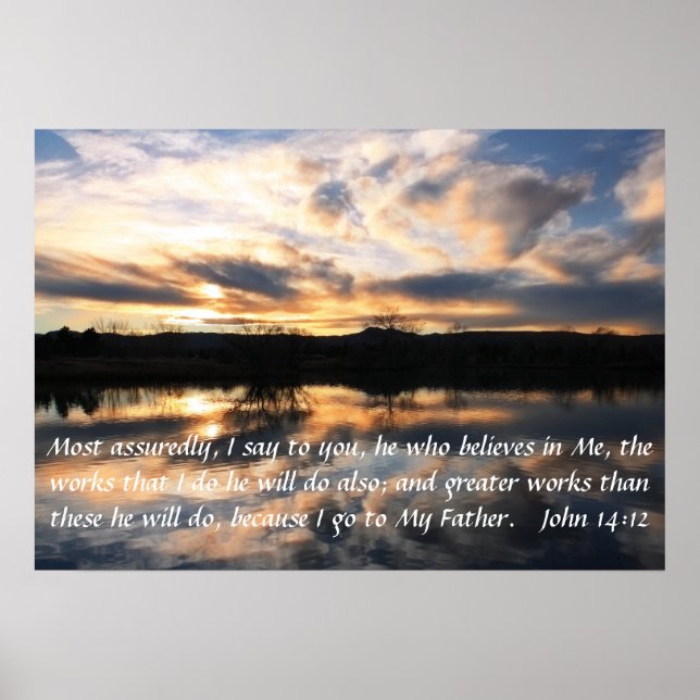 Poster estímulo bíblia ao sol John 14:12 (Frente)