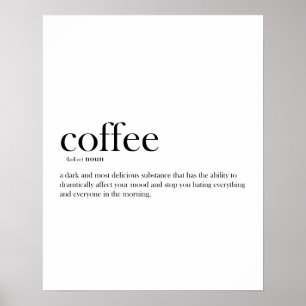 Poster Estipografia de definição de café com graça mo