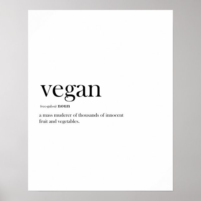 Poster Estipografia de definição engraçada de Vegan moder (Frente)
