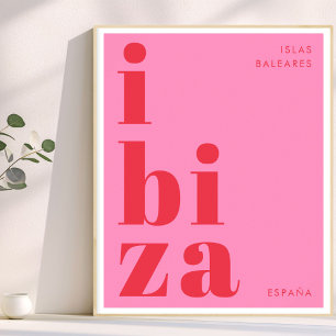 Poster Estipografia moderna Ibiza España rosa vermelha