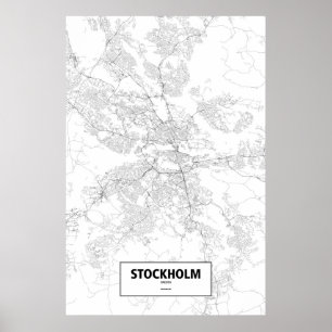 Póster Éstocolmo, suecia (preto no branco)