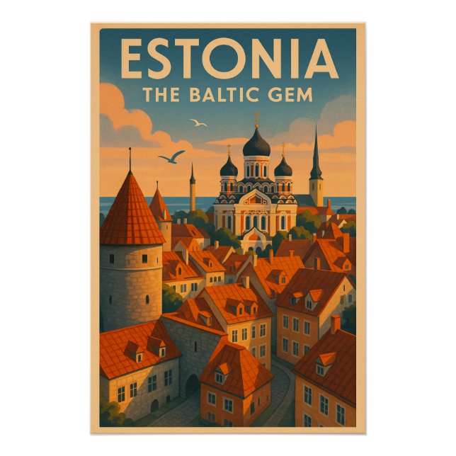 Póster Estônia – A Joia Báltica (Frente)