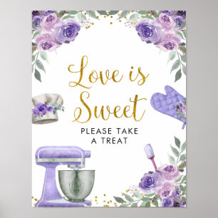 Poster Estoque a Cozinha Amor é Doce Roxo