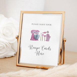 Poster Estoque rosa no Chá de panela de Cartões de Receit