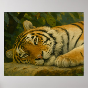 Poster Estorno da Floresta - Tigre em Descanso na Luz da
