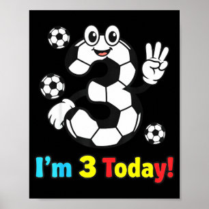 Poster Estou 3 Hoje Desenho Animado de Futebol Fofo Anive