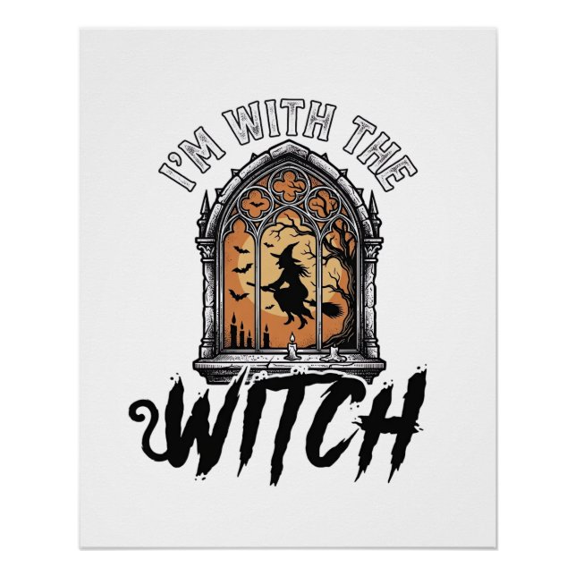 Póster Estou Com A Bruxa Vintage Halloween (Frente)