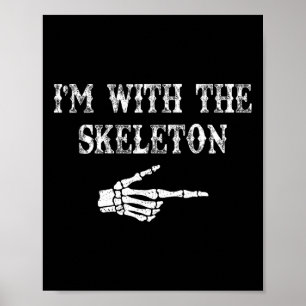 Poster Estou com o Casal do Skeleton Halloween Costum