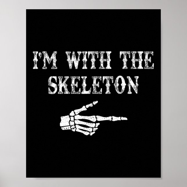 Poster Estou com o Casal do Skeleton Halloween Costum (Frente)