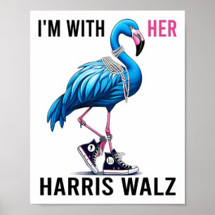 Poster Estou com o Harris W Flamingo Vote Blue