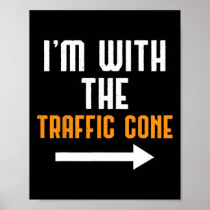 Poster Estou com o Tráfego Cone Costume Divertido Hallowe