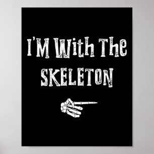 Poster Estou com Skeleton Halloween Casais engraçados