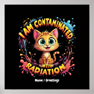 Poster Estou Contaminado com Radiação Meme de Gato Japonê