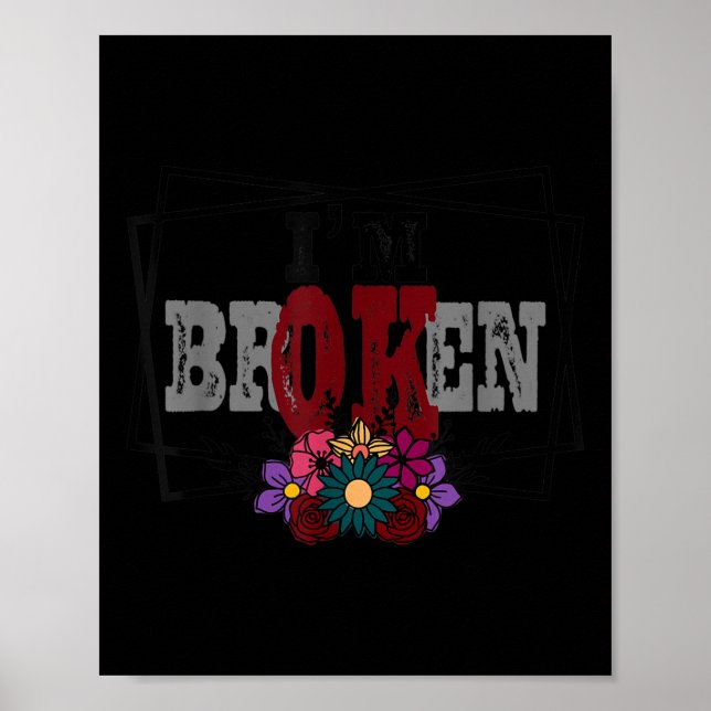Poster Estou Ok, Estou Quebrada Doença Invisível Aw Menta (Frente)