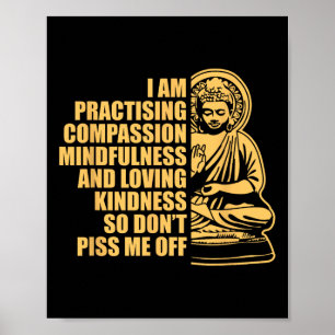 Poster Estou Praticando Compassion Mindfulness Yoga Budis
