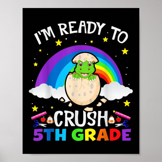 Poster Estou Pronto Para Detonar 5º Ano Dinossauro Volta  (Frente)