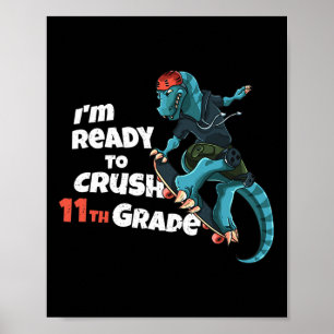 Poster Estou Pronto Para Dominar o Skateboard de Dinossau