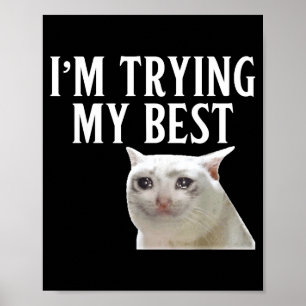 Poster Estou Tentando Meu Meme de Gato Chorando Divertido