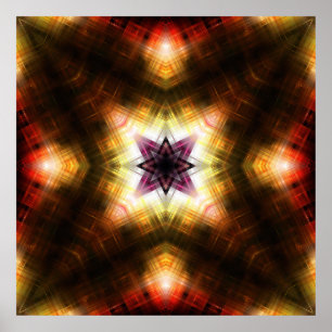 Poster Estouro de Estrela Geométrica Radiante com Luz Abs