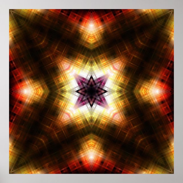Poster Estouro de Estrela Geométrica Radiante com Luz Abs (Frente)