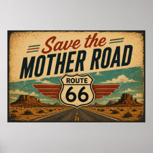 Poster Estrada 66 Mother Road Vista do Deserto