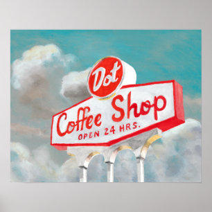Póster Estrada Americana Sinal de Compro de Café