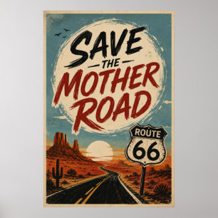 Poster Estrada Antiga Rota 66 Deserto Estrada Mãe