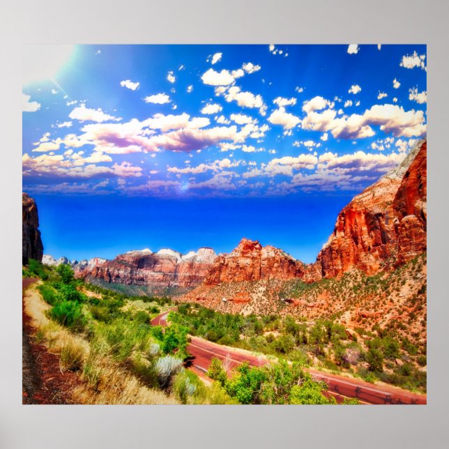 Poster Estrada Através do Parque Nacional Zion (Frente)