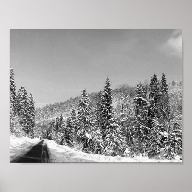 Poster Estrada da Floresta de inverno (Frente)