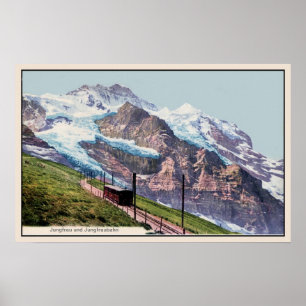 Póster estrada de ferro 1900 da montanha do Ca Jungfrau