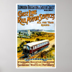 Poster Estrada de ferro de Lonodon, de Brigghton e da