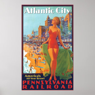 Póster Estrada de ferro de Pensilvânia a Atlantic City