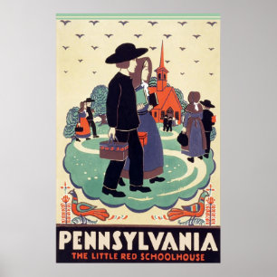 Póster Estrada de ferro de Pensilvânia a escola vermelha